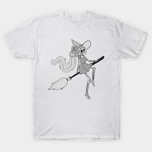 Skeleton witch on broom T-Shirt